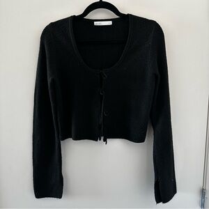 OAK + FORT Black Tie-Front Sweater